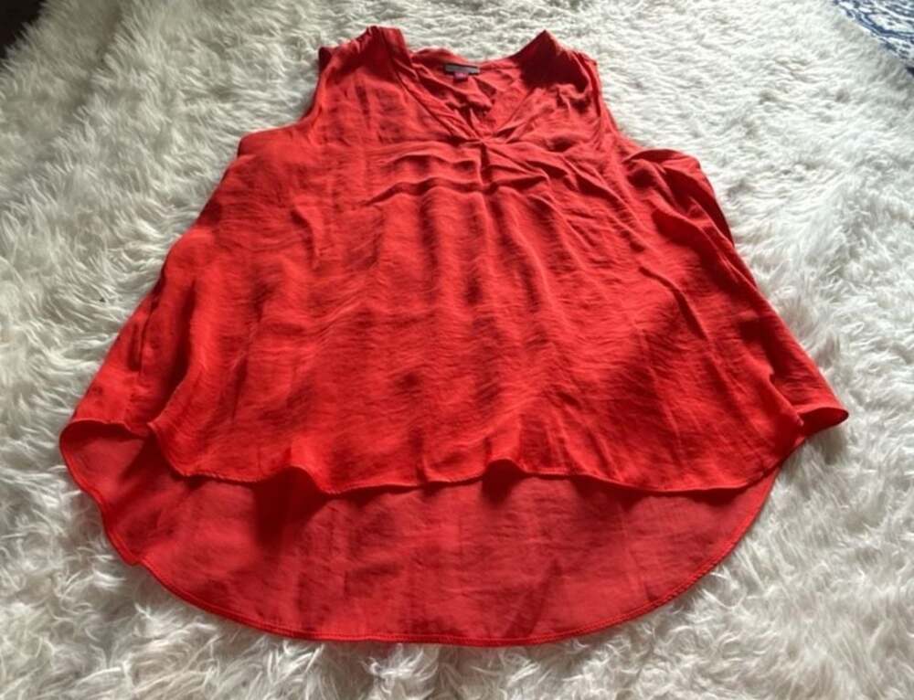 Vince‎ Camuto Women's Red Sleeveless Layered High-Low Hem Blouse Size PL